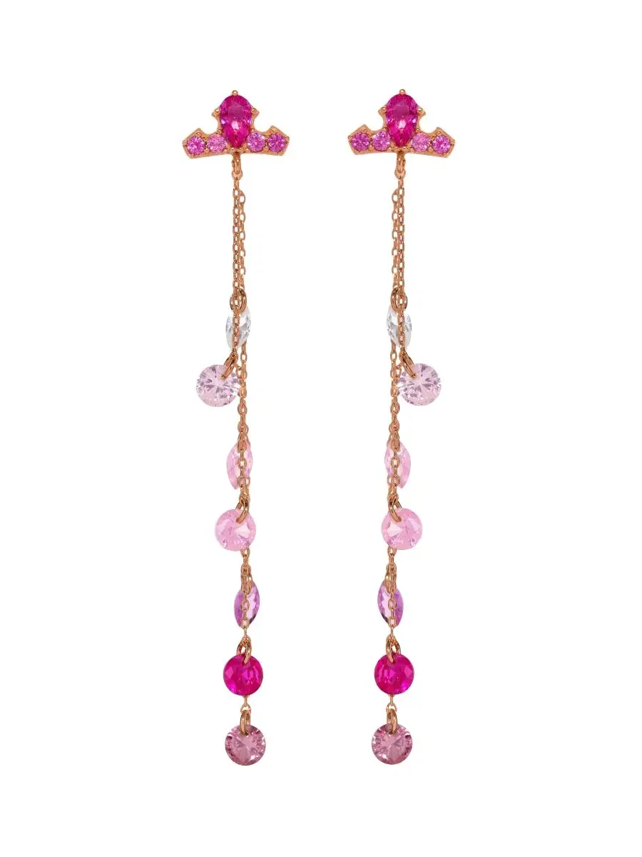 Серьги-подвески с короной Авроры, Crystal Disney Princess Girls Crew — изображение 1 из 2, оттенок розовый золотистый