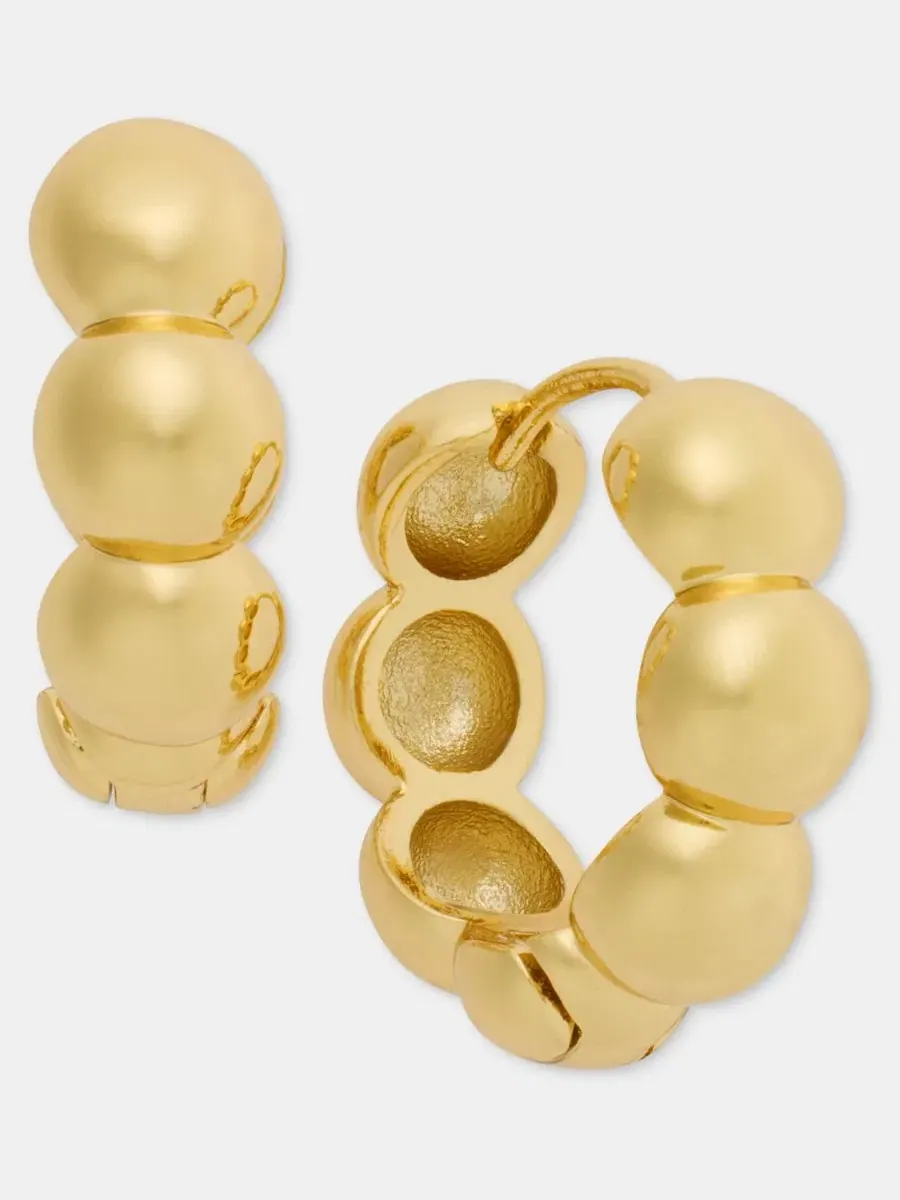 Серьги-гвоздики-кольца с полусферическим дизайном Anne Klein — изображение 2 из 4, оттенок золото