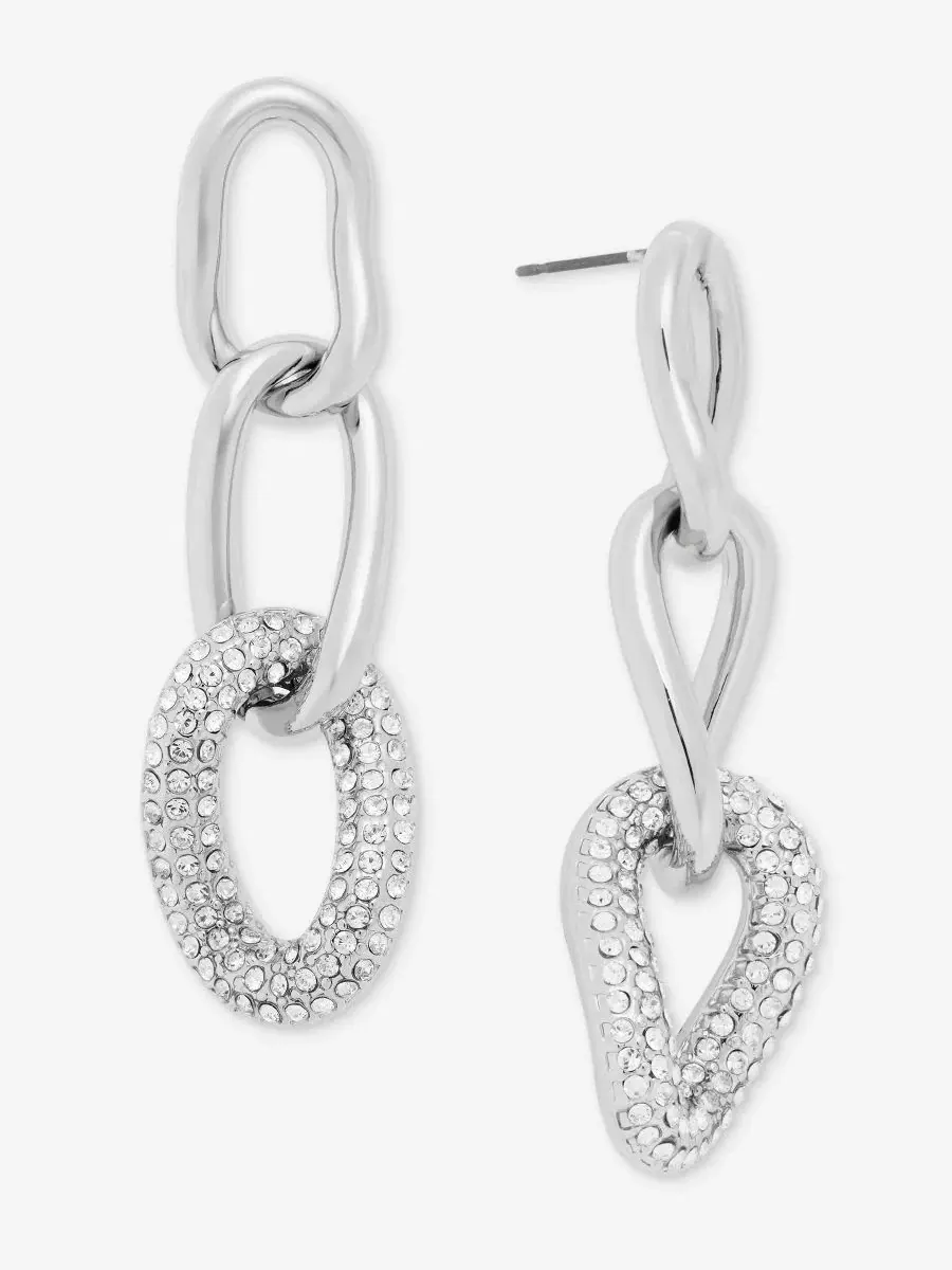 Серьги-подвески с кристаллами DKNY — изображение 2 из 4, оттенок серебряный