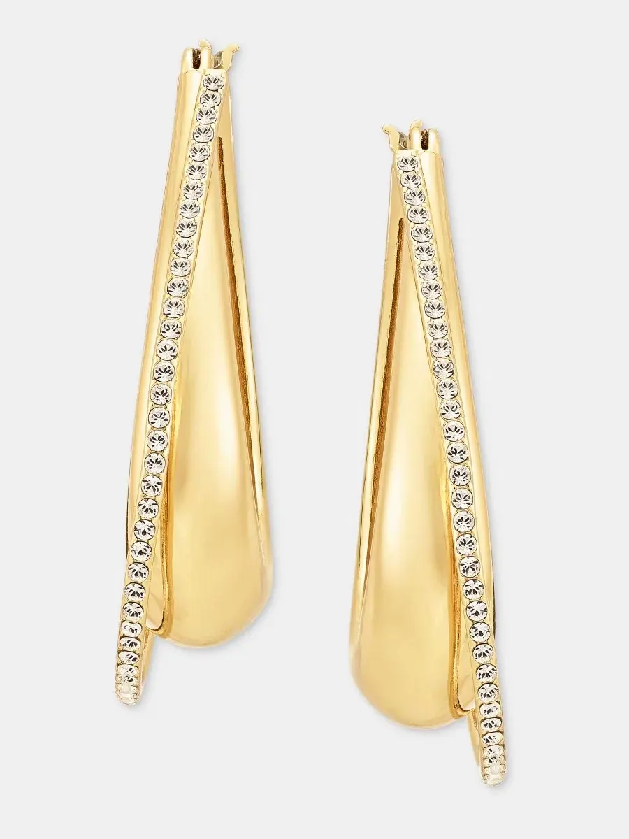 Серьги-кольца с перекрестным дизайном, паве DKNY