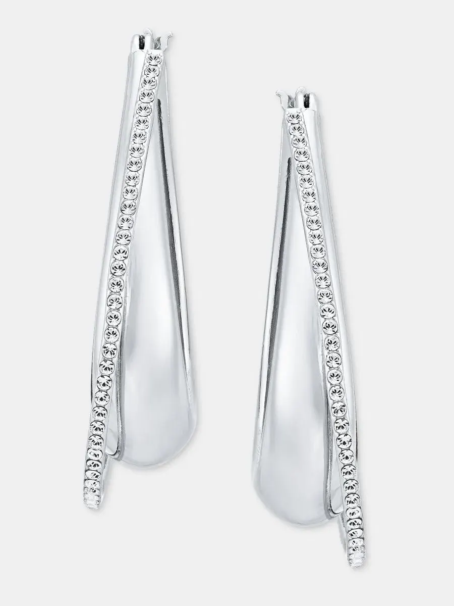Серьги-кольца овальные с перекрестным дизайном, паве DKNY