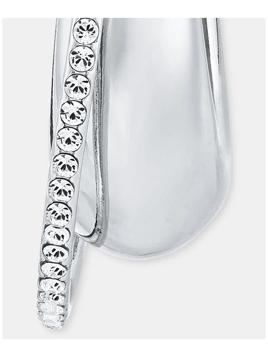 Серьги-кольца овальные с перекрестным дизайном, паве DKNY — изображение 4 из 4, оттенок серебряный