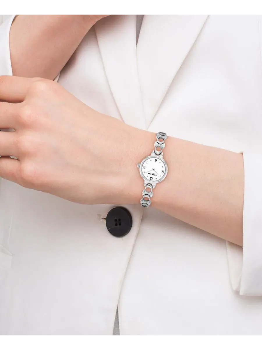 Женские часы Iris Silver Tone Stainless Steel Bracelet Watch 22.5mm COACH — изображение 4 из 5, оттенок серебряный