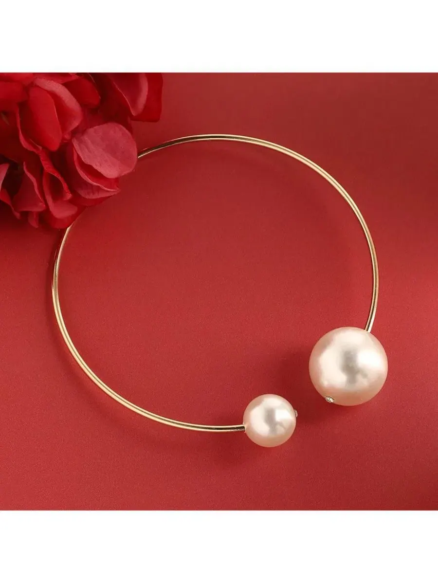 Колье-чокер с жемчугом Elegant Pearl Choker SOHI — изображение 3 из 5, оттенок золото