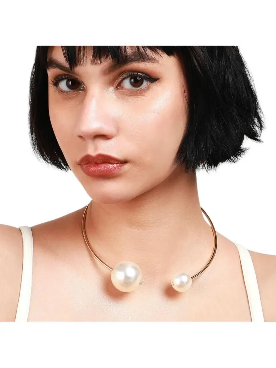 Колье-чокер с жемчугом Elegant Pearl Choker SOHI — изображение 4 из 5, оттенок золото
