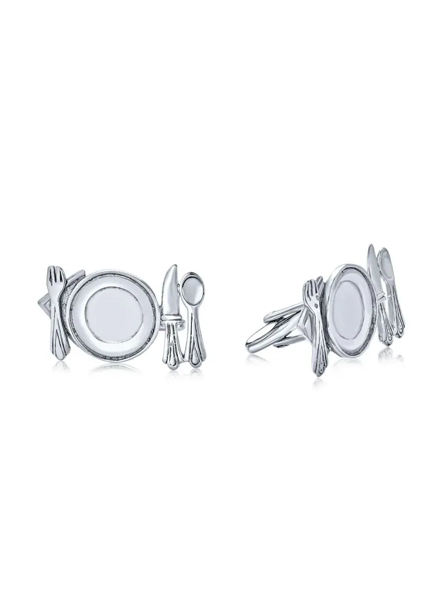 Запонки из стерлингового серебра с кулинарной тематикой, модель Unique Gift For Chef Bling Jewelry — изображение 1 из 3