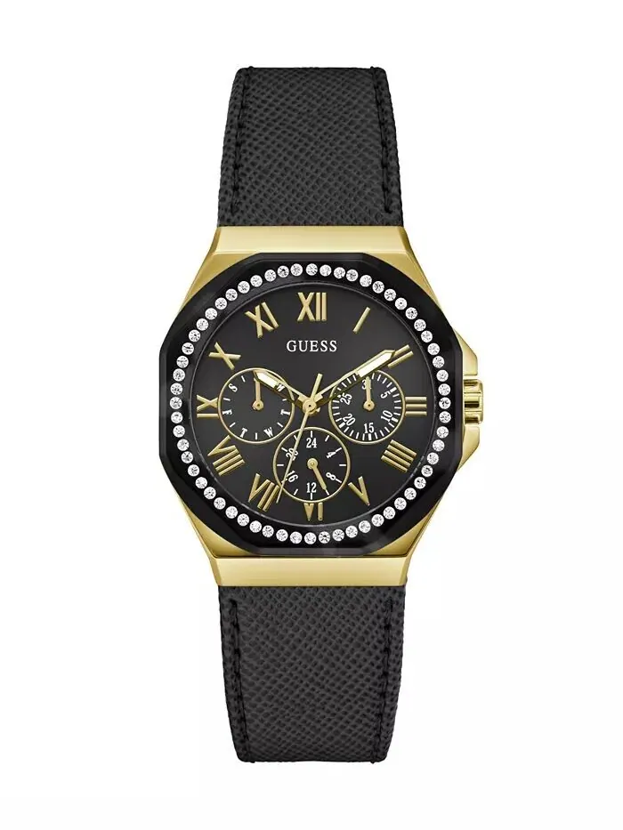 Женские многофункциональные черные кожаные часы 36 мм GUESS