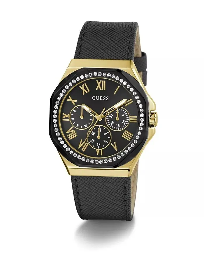 Женские многофункциональные черные кожаные часы 36 мм GUESS — изображение 5 из 5, оттенок черный