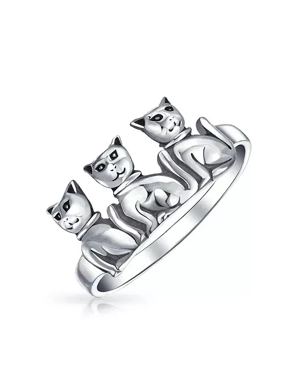 Дружба, котенок, кольцо из стерлингового серебра, лучшие друзья Bling Jewelry — изображение 1 из 4, оттенок серебряный