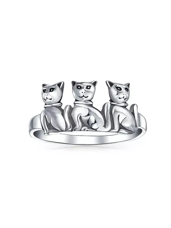 Дружба, котенок, кольцо из стерлингового серебра, лучшие друзья Bling Jewelry — изображение 2 из 4, оттенок серебряный