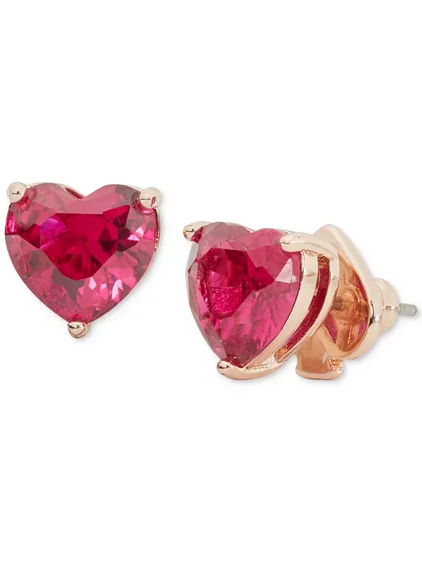 Серьги-Гвоздики в форме сердца из золотистого камня Kate Spade New York — изображение 1 из 1, оттенок красный