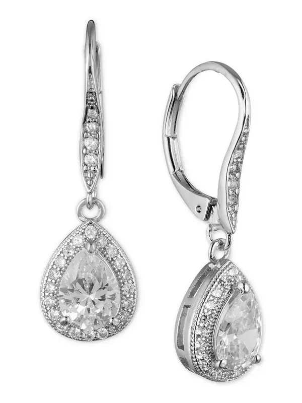 Серьги-Капли с кристаллами и паве в форме капли Anne Klein — изображение 1 из 2, оттенок серебряный