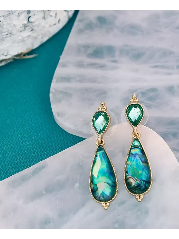 Двойные серьги с золотистыми камнями Lonna & Lilly — изображение 3 из 3, оттенок зеленый