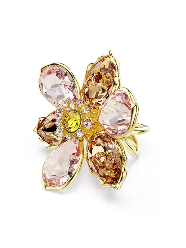 Кольцо «Идиллия» с разноцветным золотым покрытием Swarovski — изображение 1 из 4, оттенок розовый