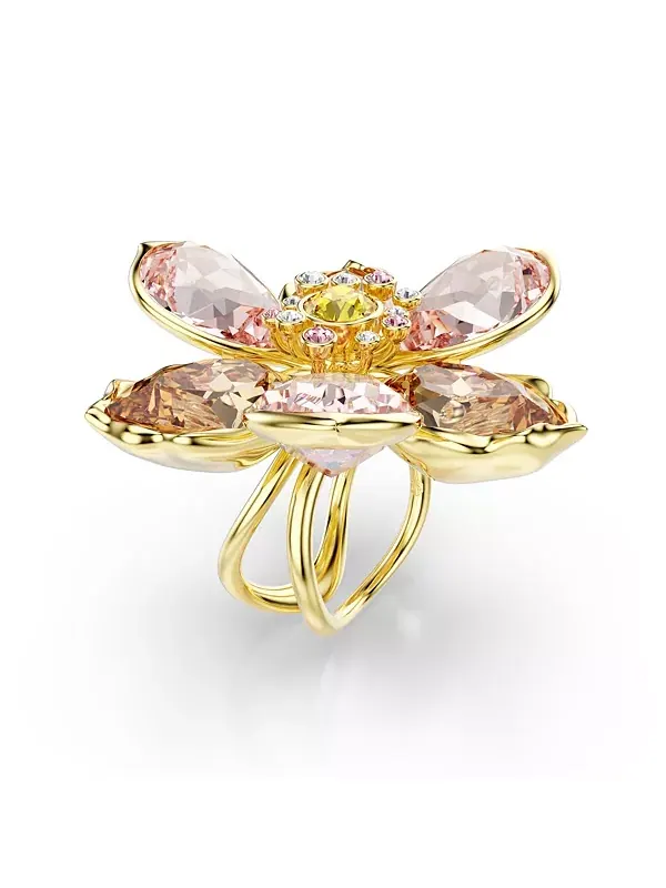 Кольцо «Идиллия» с разноцветным золотым покрытием Swarovski — изображение 2 из 4, оттенок розовый