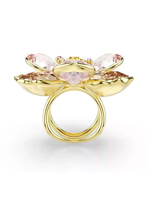 Кольцо «Идиллия» с разноцветным золотым покрытием Swarovski — изображение 3 из 4, оттенок розовый