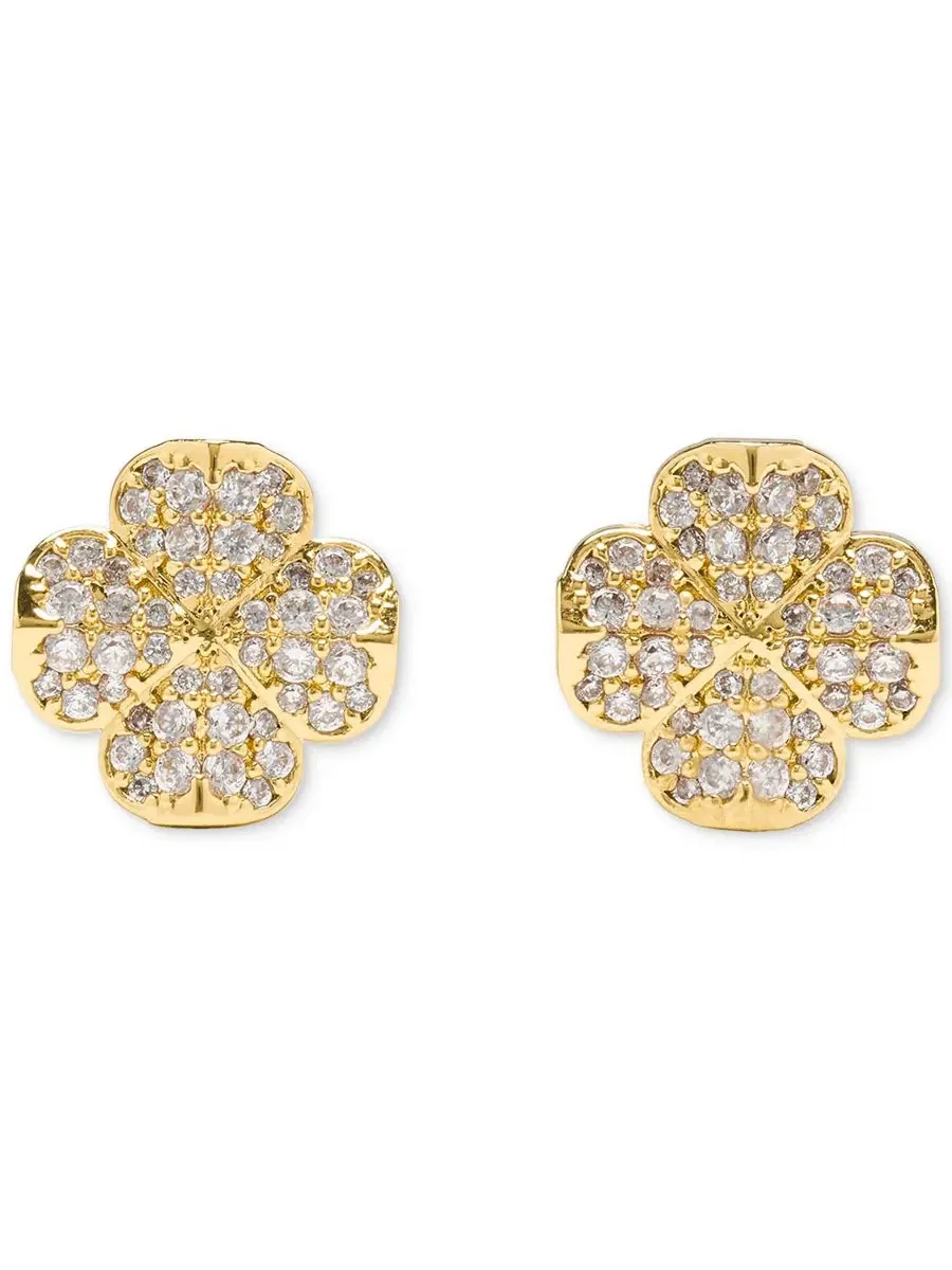 Позолоченные серьги-гвоздики в виде цветов Kate Spade New York — изображение 1 из 3, оттенок прозрачный/золотистый