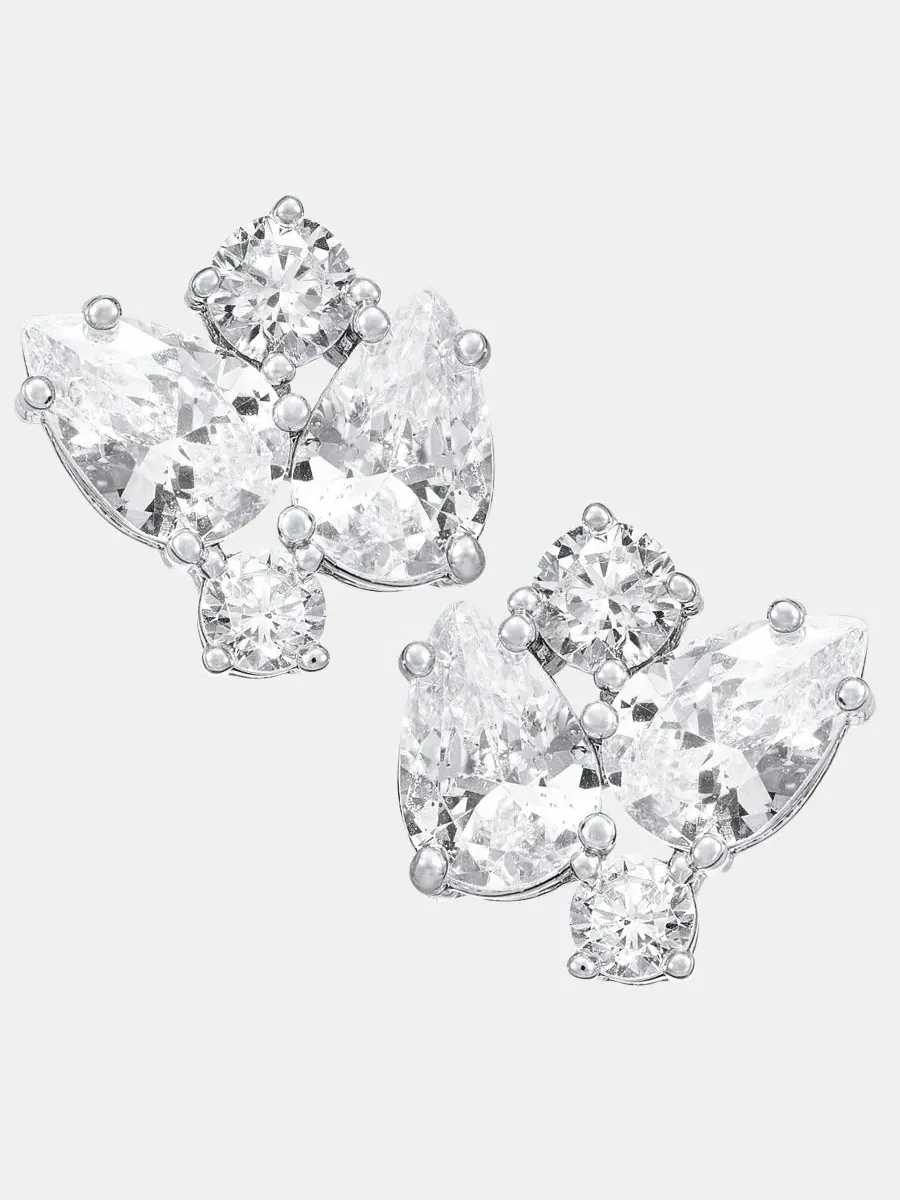 Серьги-гвоздики с кубическим цирконием Givenchy — изображение 1 из 4, оттенок серебряный