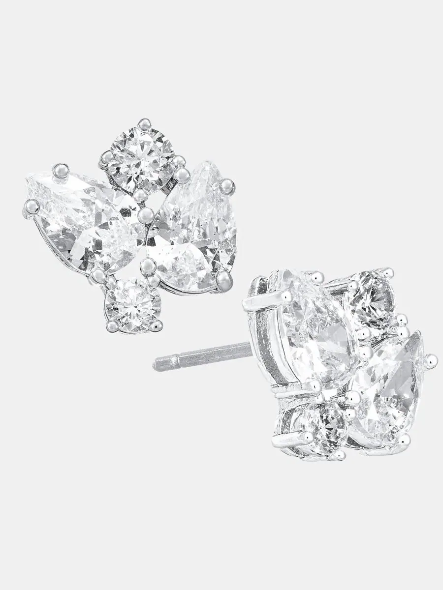 Серьги-гвоздики с кубическим цирконием Givenchy — изображение 2 из 4, оттенок серебряный