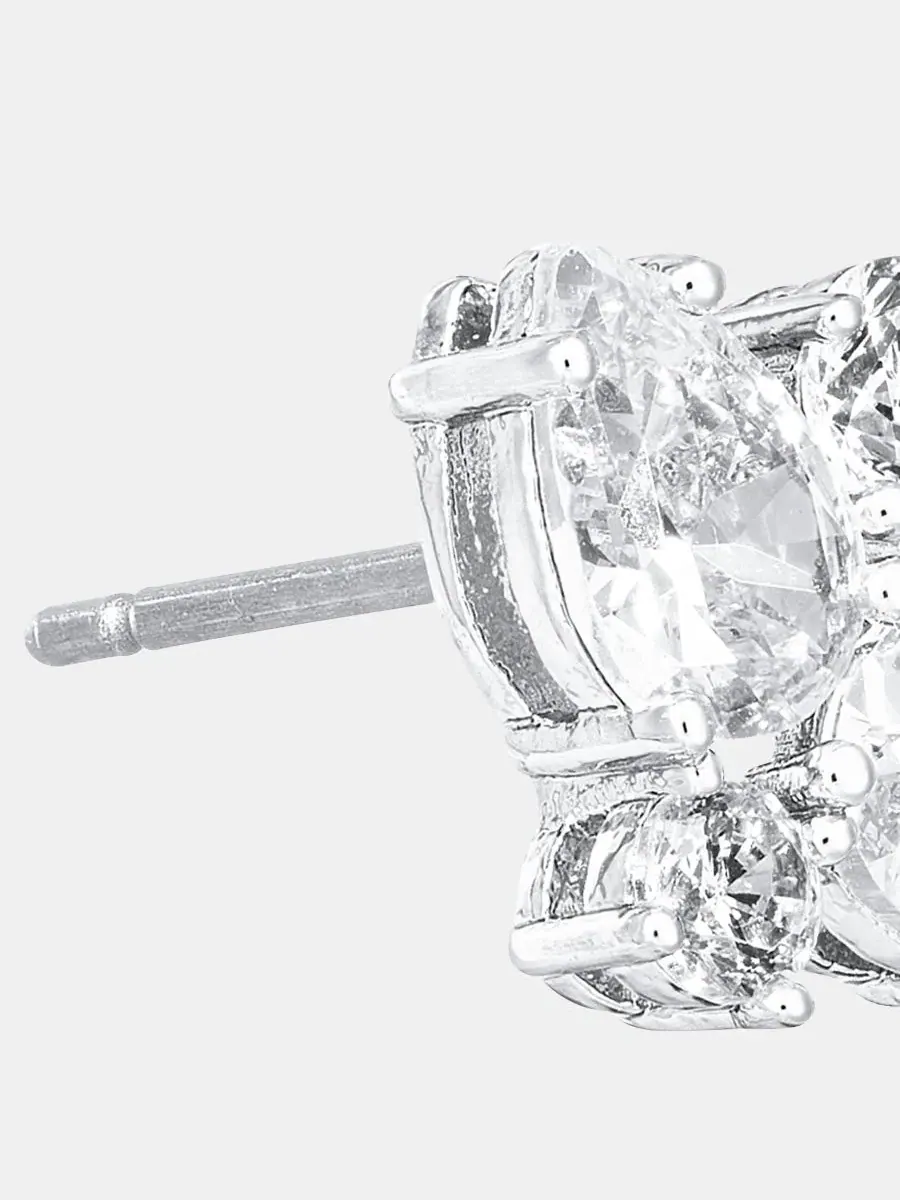 Серьги-гвоздики с кубическим цирконием Givenchy — изображение 4 из 4, оттенок серебряный