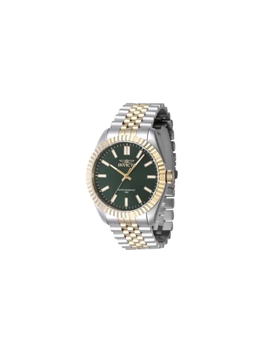 Мужские кварцевые часы 47485 Specialty с 3 стрелками и зеленым циферблатом Invicta — изображение 1 из 2, оттенок серебряный