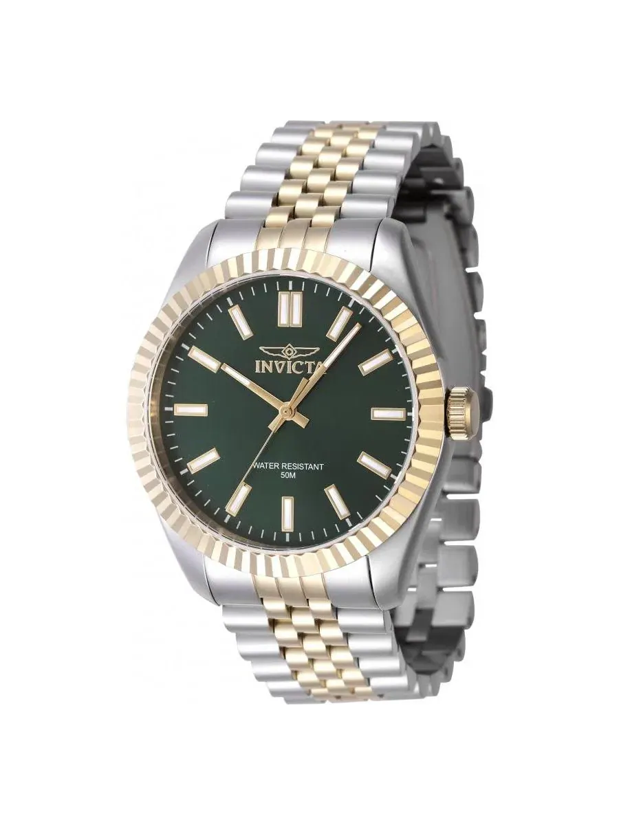 Мужские кварцевые часы 47485 Specialty с 3 стрелками и зеленым циферблатом Invicta — изображение 2 из 2, оттенок серебряный
