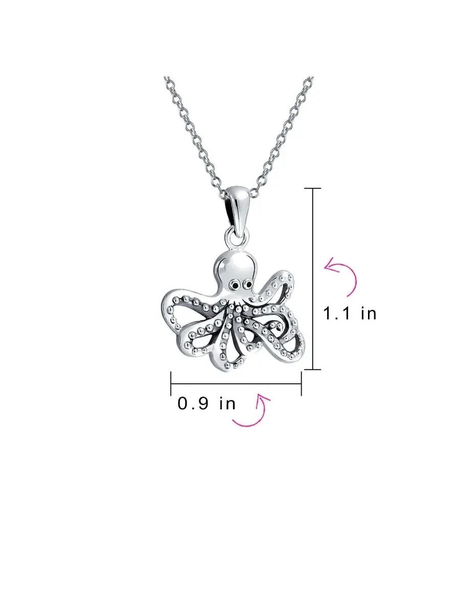 Кулон-подвеска с осьминогом, из стерлингового серебра Bling Jewelry — изображение 4 из 4, оттенок серебряный