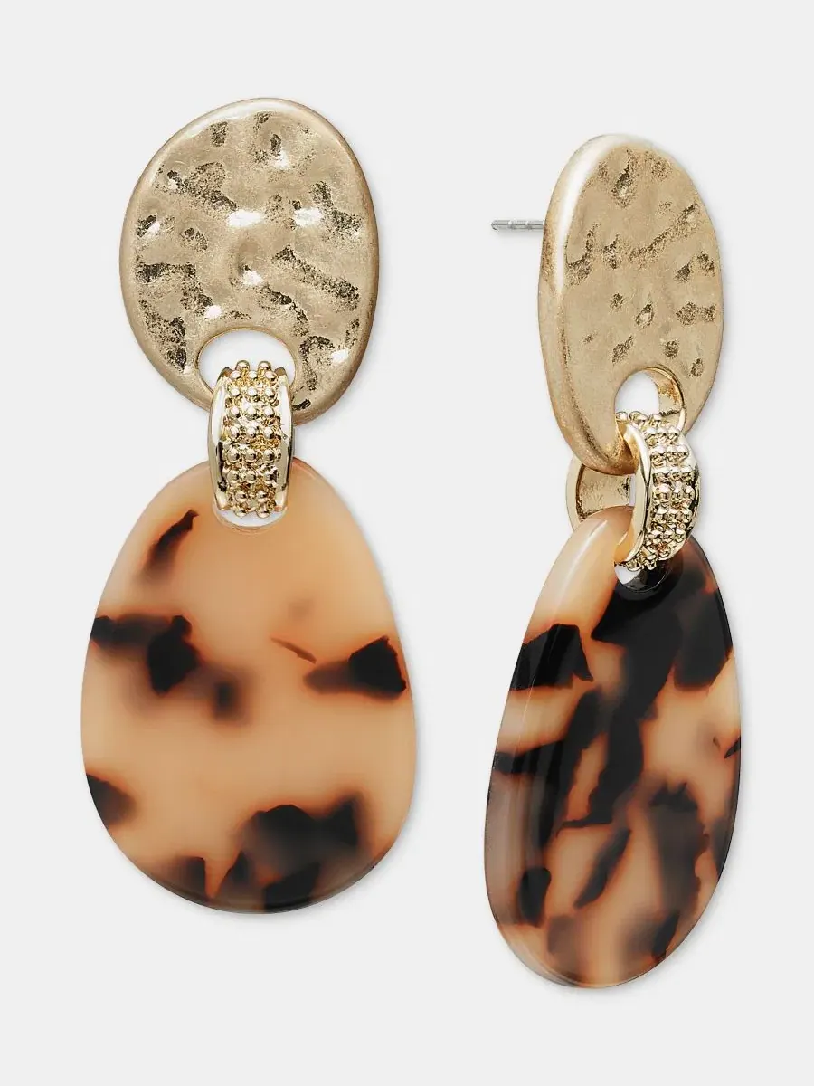 Серьги-подвески с черепаховым диском Style & Co — изображение 1 из 3, оттенок коричневый