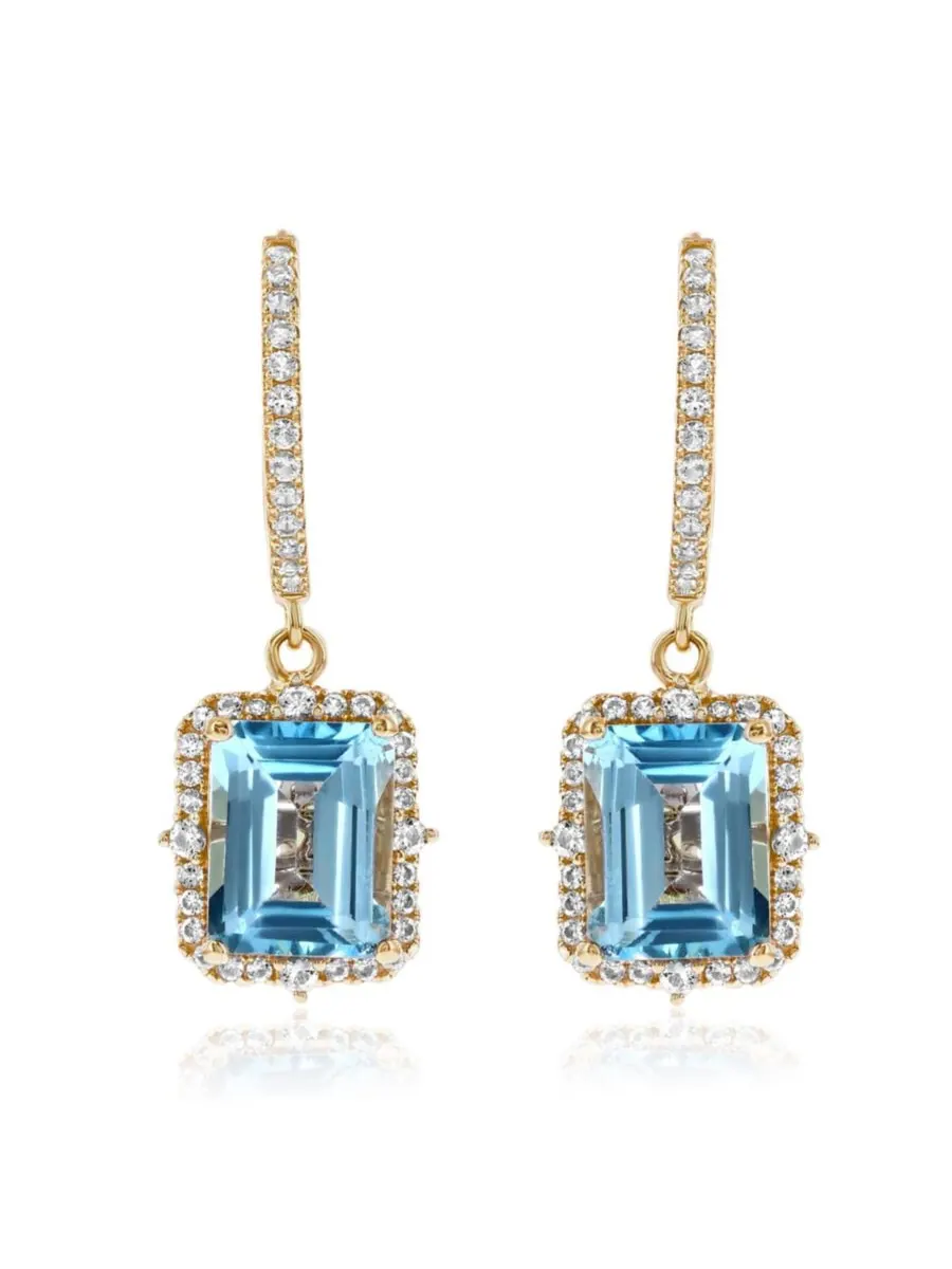 Серьги-подвески Suzy Levian из стерлингового серебра с изумрудными камнями и ореолом из драгоценных — изображение 1 из 3