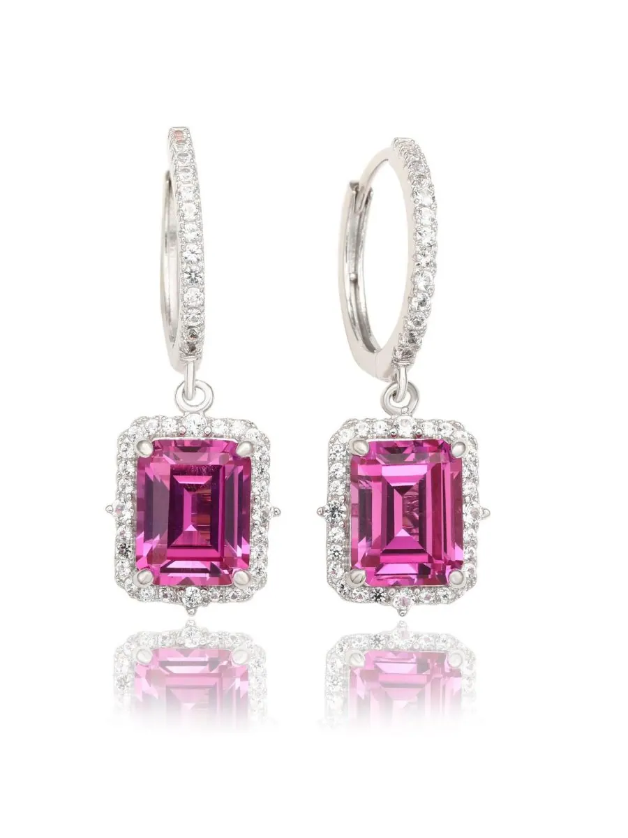 Серьги-подвески Suzy Levian из стерлингового серебра с изумрудными камнями и ореолом из драгоценных — изображение 1 из 3