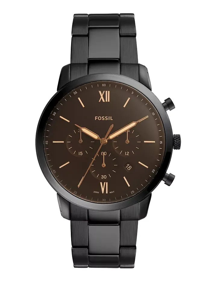 Мужские часы Neutra Chrono на черном стальном браслете Fossil — изображение 1 из 3
