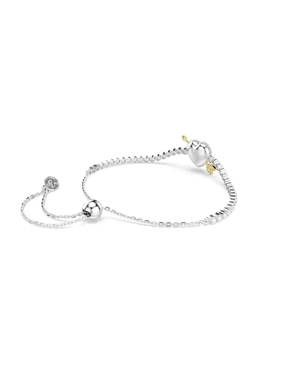 Браслет с подвеской-сердцем и стрелой, Mixed Cuts, Heart with Arrow Swarovski — изображение 6 из 6, оттенок белый