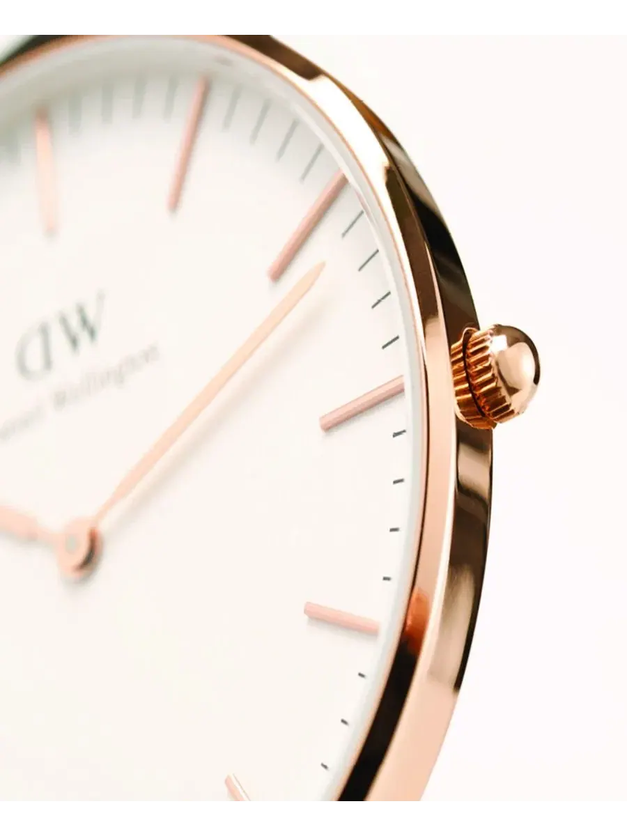 Наручные часы с кожаным ремешком, 40 мм, Classic St Mawes Daniel Wellington — изображение 2 из 6, оттенок розовый золотистый
