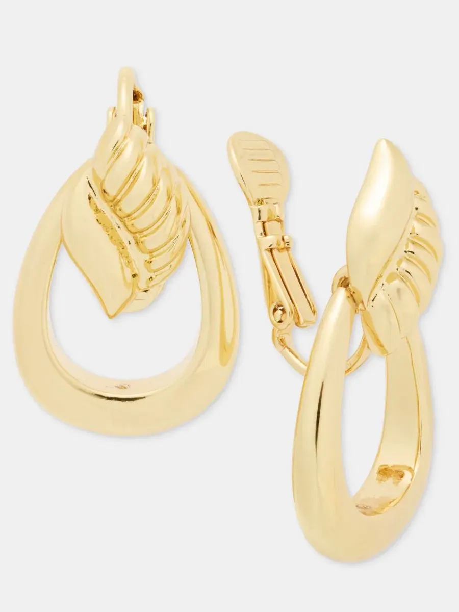 Серьги-подвески с клипсой Open Oval Anne Klein — изображение 2 из 4, оттенок золото