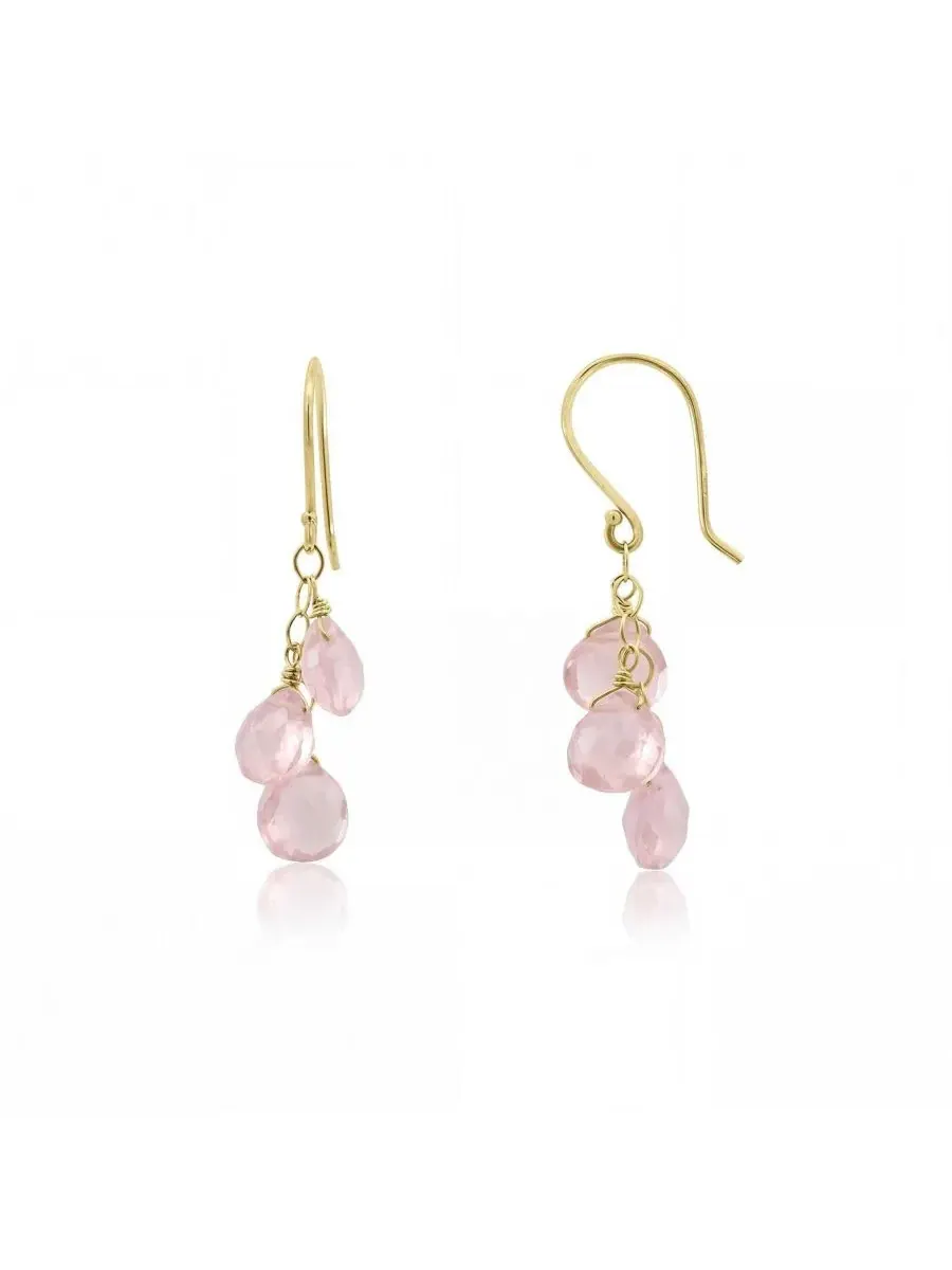 Серьги-подвески с розовым кварцем Rose Quartz Bead Dangle Earrings The Lovery — изображение 1 из 4, оттенок розовый
