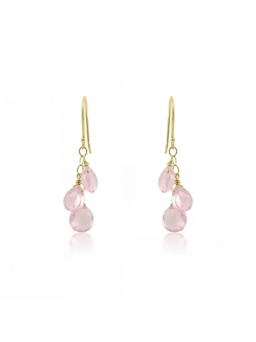 Серьги-подвески с розовым кварцем Rose Quartz Bead Dangle Earrings The Lovery — изображение 2 из 4, оттенок розовый