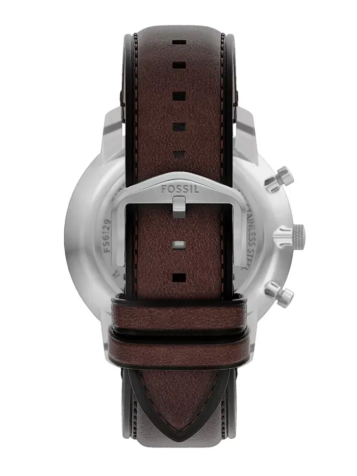 Мужские часы Neutra Chronograph с коричневым кожаным ремешком, 44mm Fossil — изображение 3 из 8