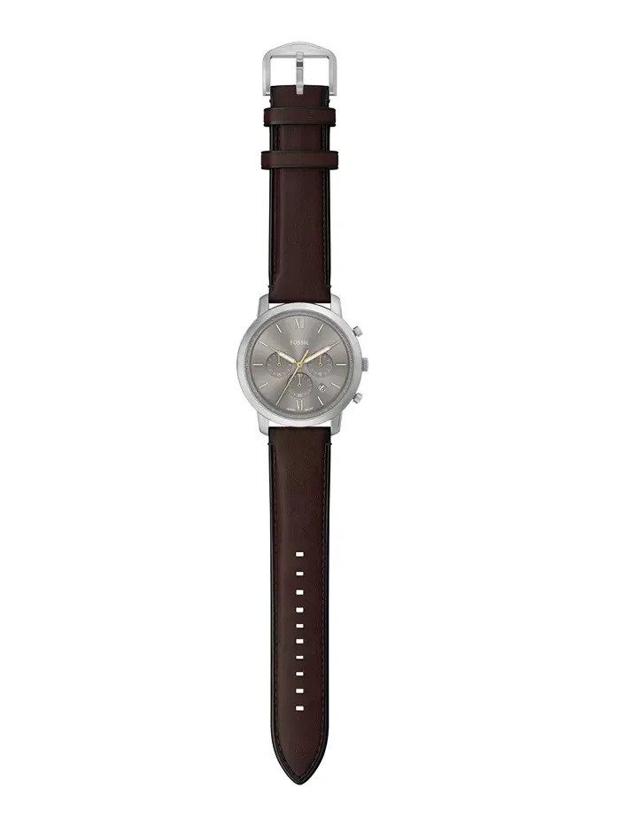 Мужские часы Neutra Chronograph с коричневым кожаным ремешком, 44mm Fossil — изображение 6 из 8