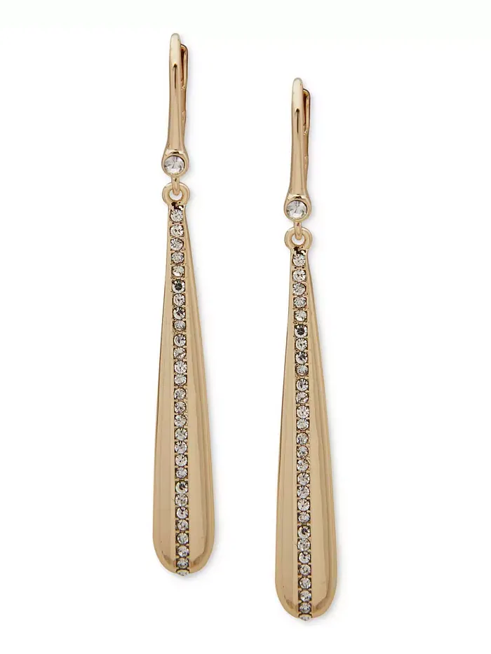Серьги-полоски с золотистым кристальным паве DKNY