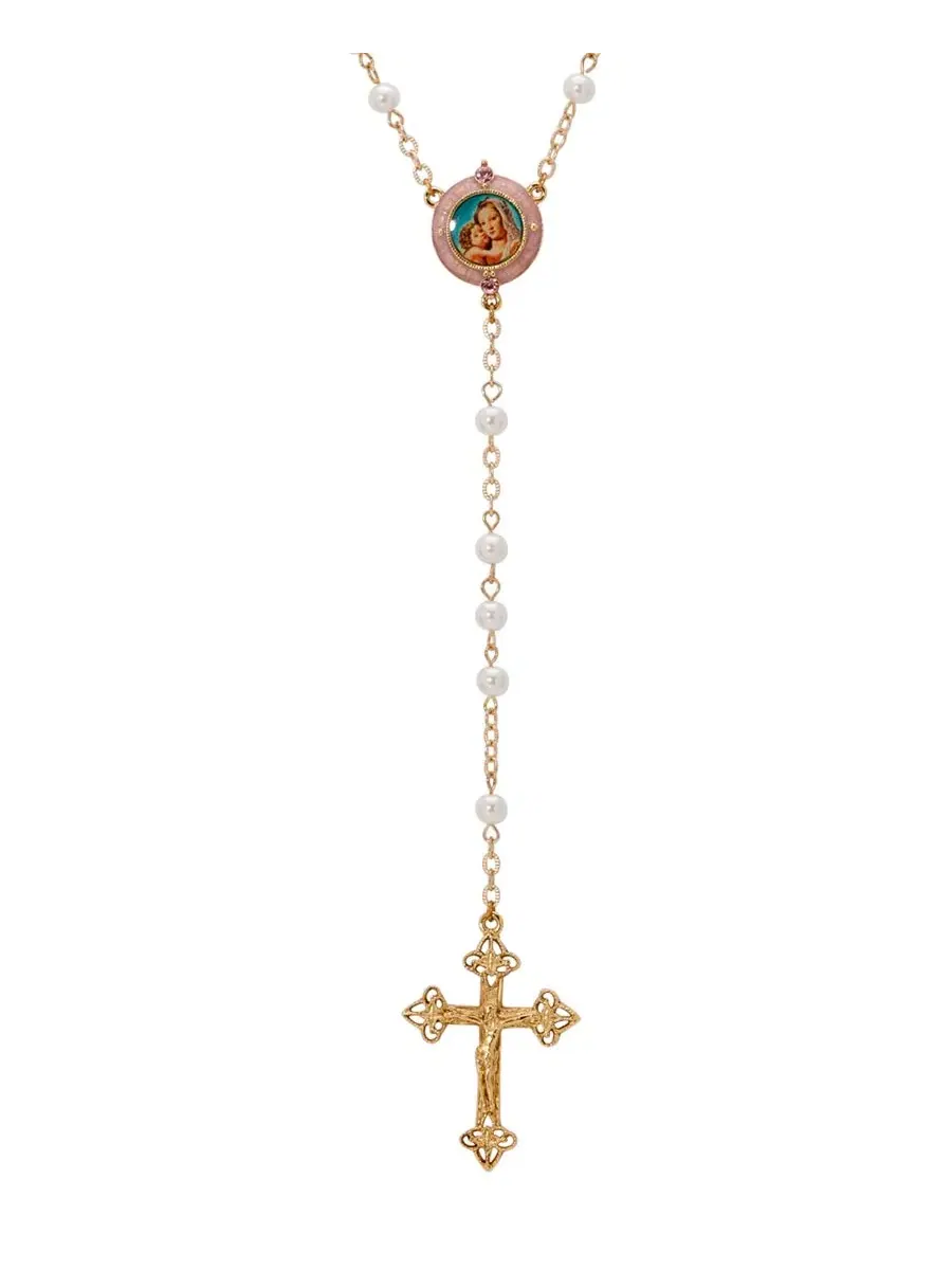 Четки с имитацией жемчуга и покрытием из 14-каратного золота Symbols Of Faith — изображение 2 из 3, оттенок белый