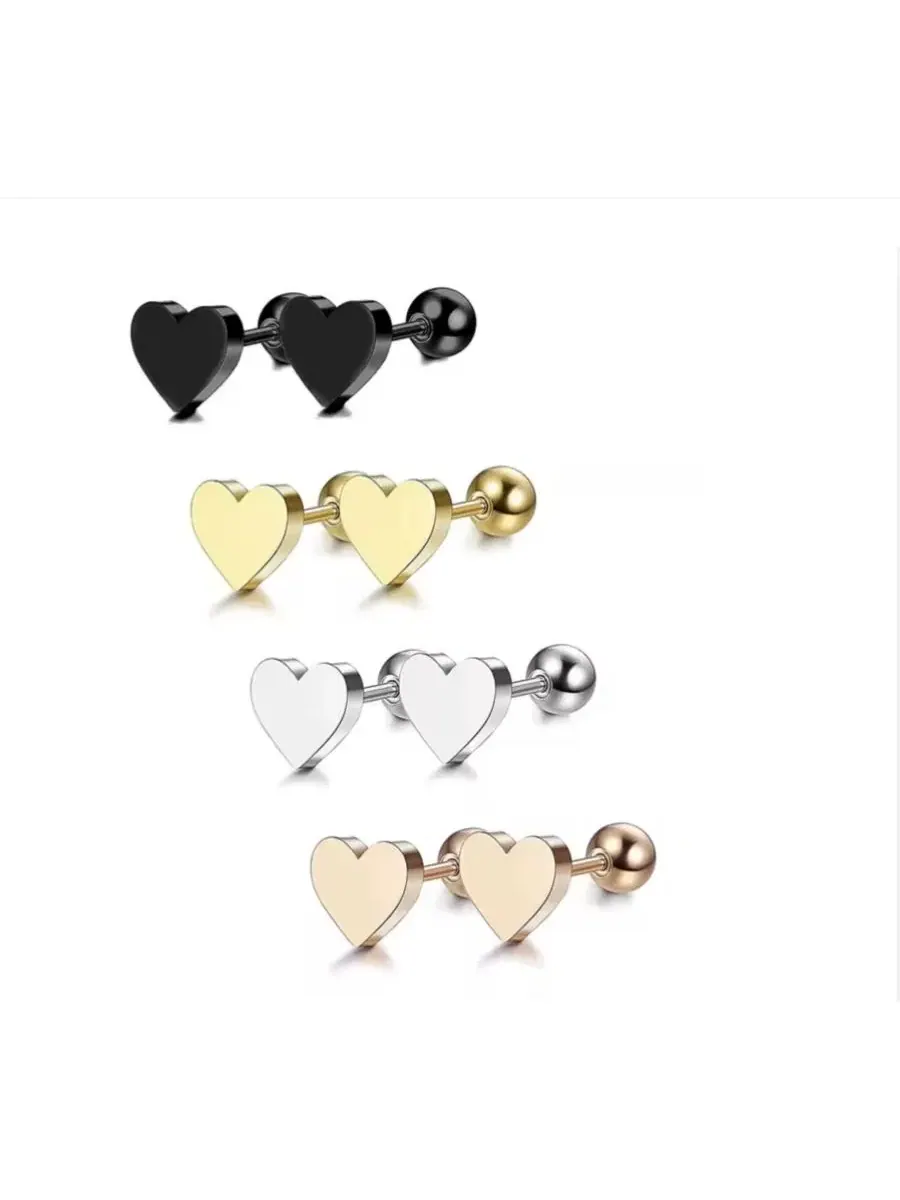 Серьги-гвоздики в форме сердца Rebl Jewelry — изображение 2 из 3, оттенок розовый золотистый