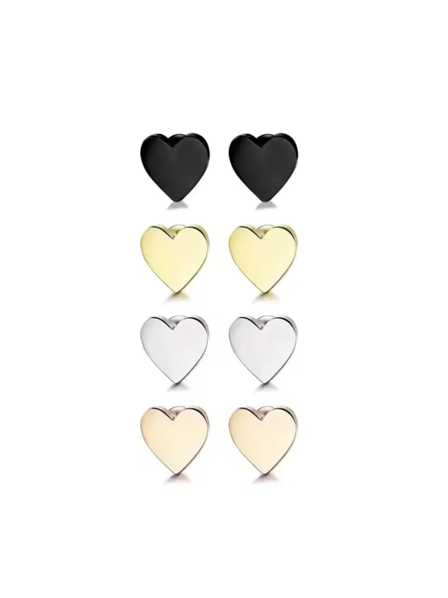 Серьги-гвоздики в форме сердца Rebl Jewelry — изображение 3 из 3, оттенок золото