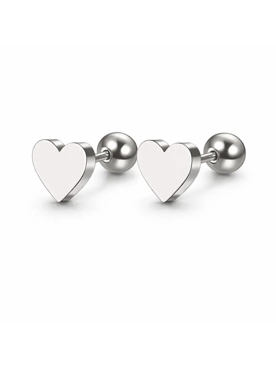 Серьги-гвоздики в форме сердца Rebl Jewelry