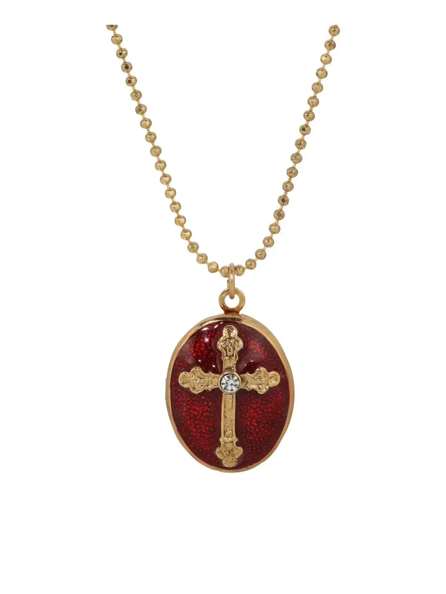 Кулон в виде красного креста золотистого цвета, цепочка 46 см Symbols Of Faith