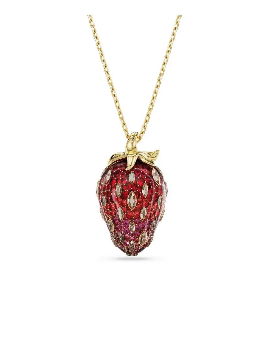 Подвеска в виде клубники с золотистым покрытием на цепочке Swarovski — изображение 1 из 6, оттенок золото