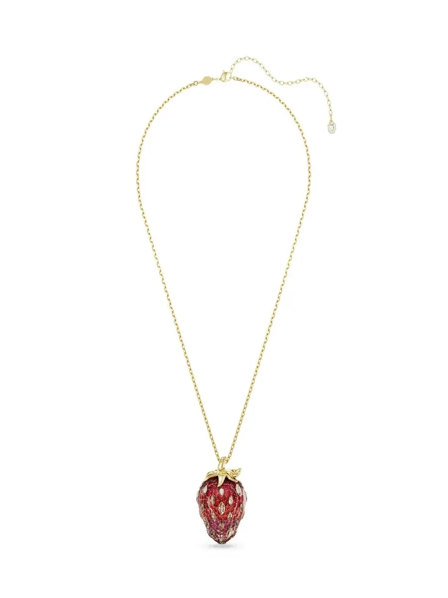 Подвеска в виде клубники с золотистым покрытием на цепочке Swarovski — изображение 2 из 6, оттенок золото