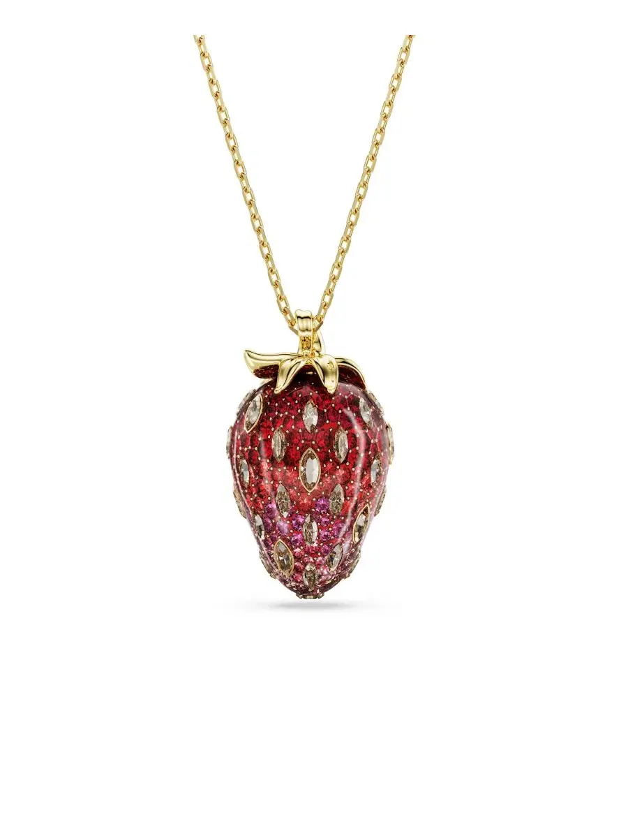 Подвеска в виде клубники с золотистым покрытием на цепочке Swarovski — изображение 3 из 6, оттенок золото