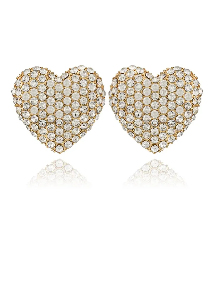 Серьги-гвоздики в форме сердца из стеклянных камней Guess — изображение 1 из 3, оттенок золотистый