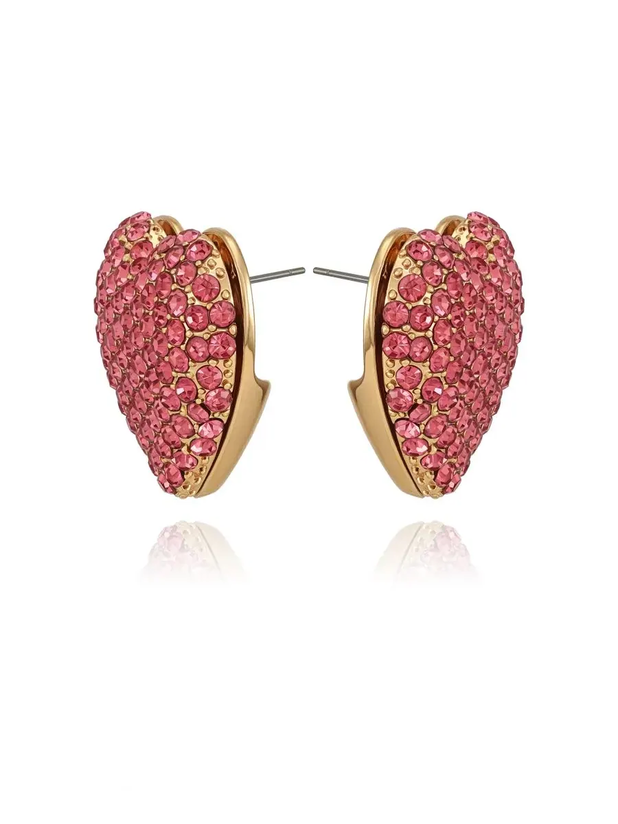 Серьги-гвоздики в форме сердца из стеклянных камней Guess — изображение 2 из 3, оттенок красный