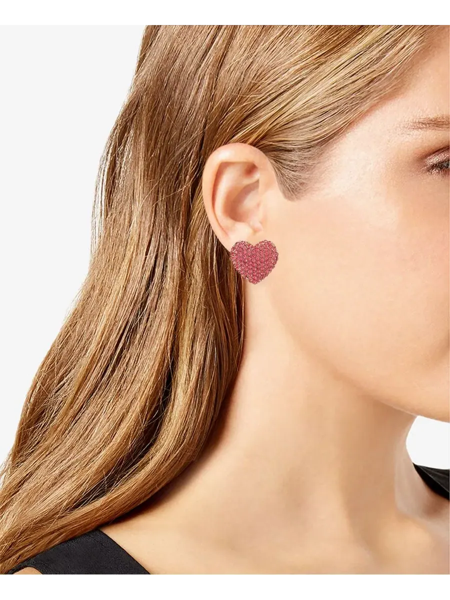 Серьги-гвоздики в форме сердца из стеклянных камней Guess — изображение 3 из 3, оттенок красный